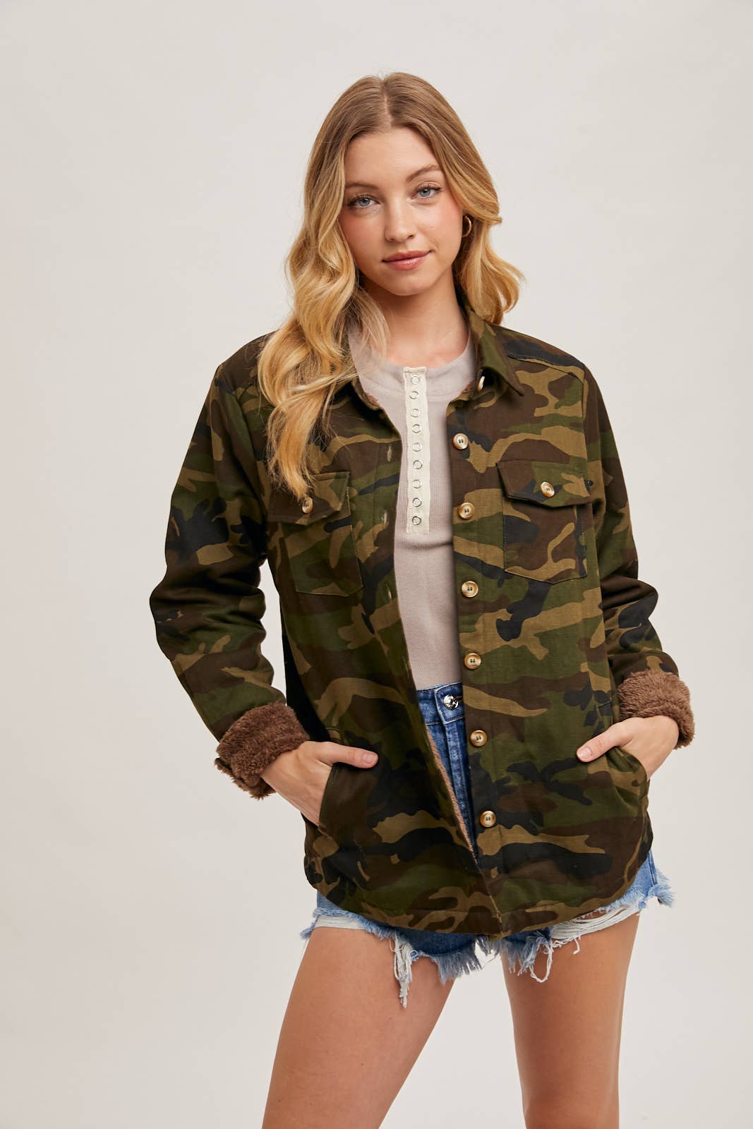 CAMO SHERPA LINED JACKET