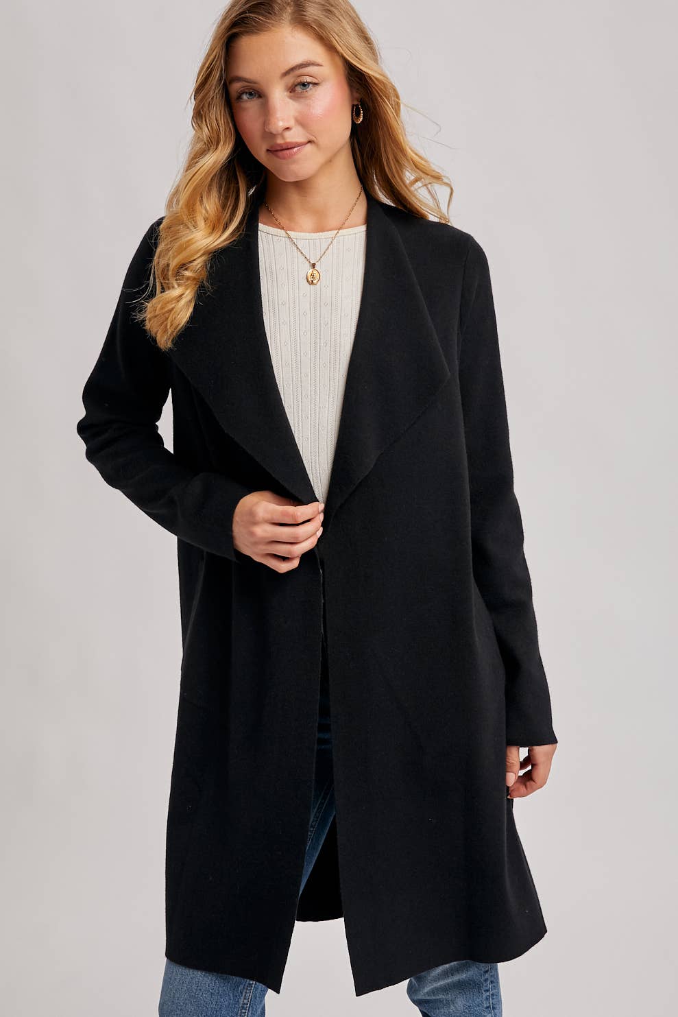 MODERN OPEN FRONT LONGLINE KNIT CARDIGAN