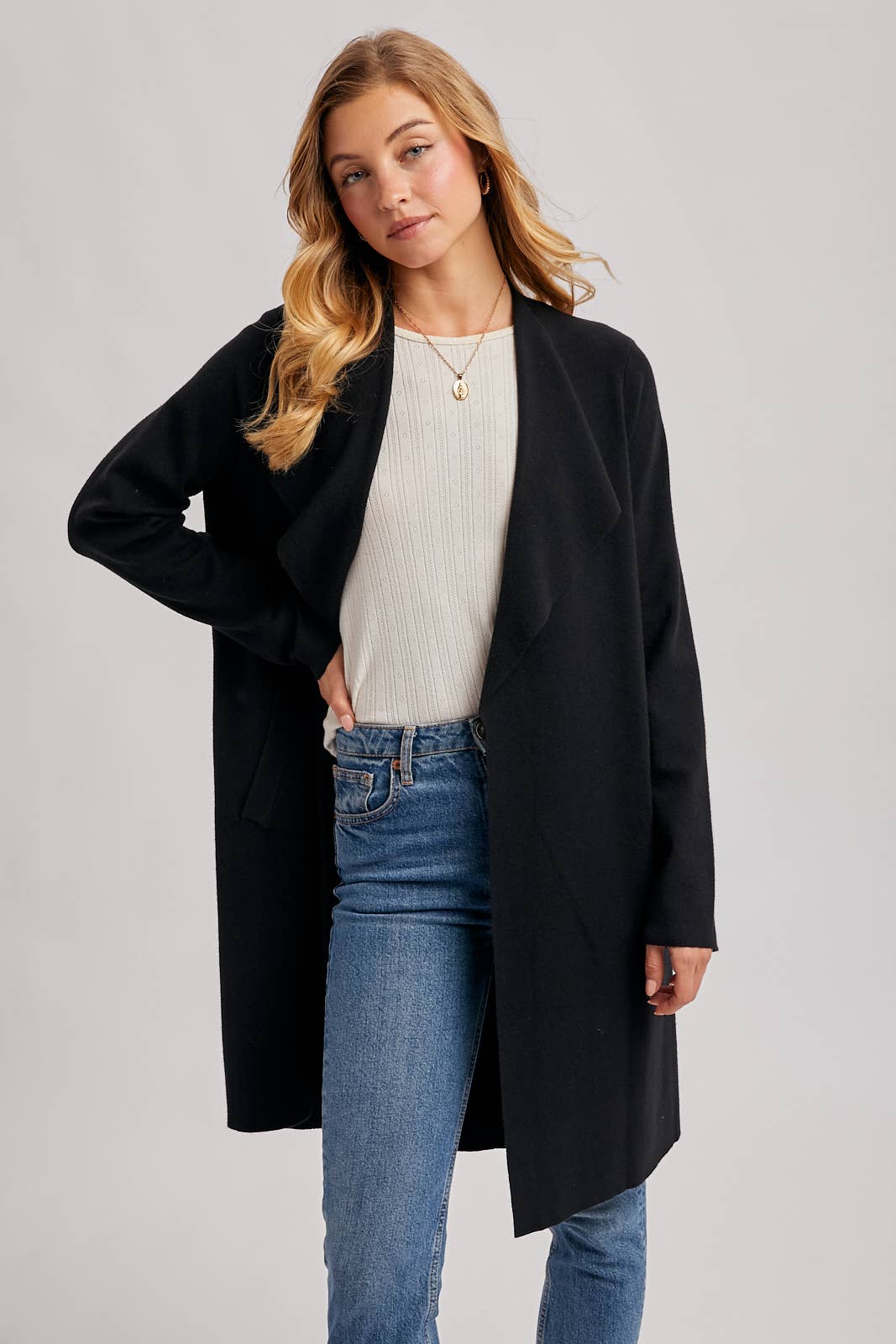 MODERN OPEN FRONT LONGLINE KNIT CARDIGAN