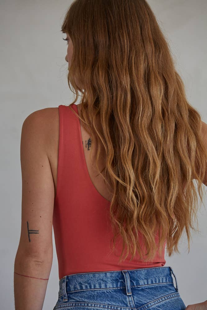 Double Layered Seamless U-V Neck Sleeveless Bodysuit