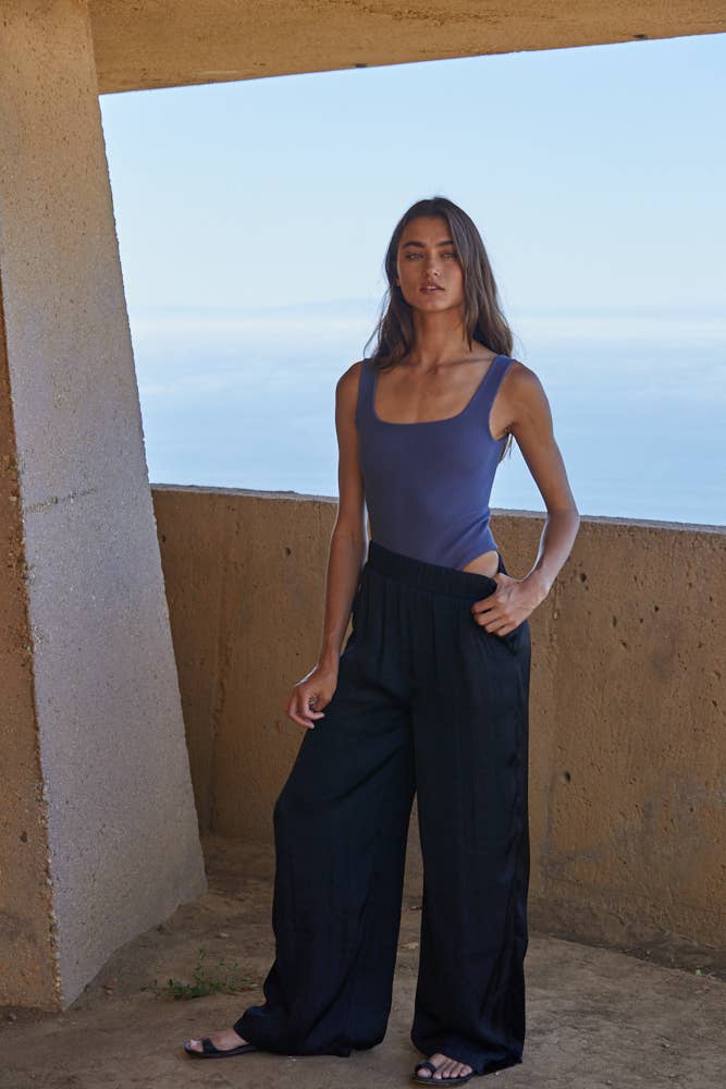 Ribbed Seamless Double Layered Square Bodysuit