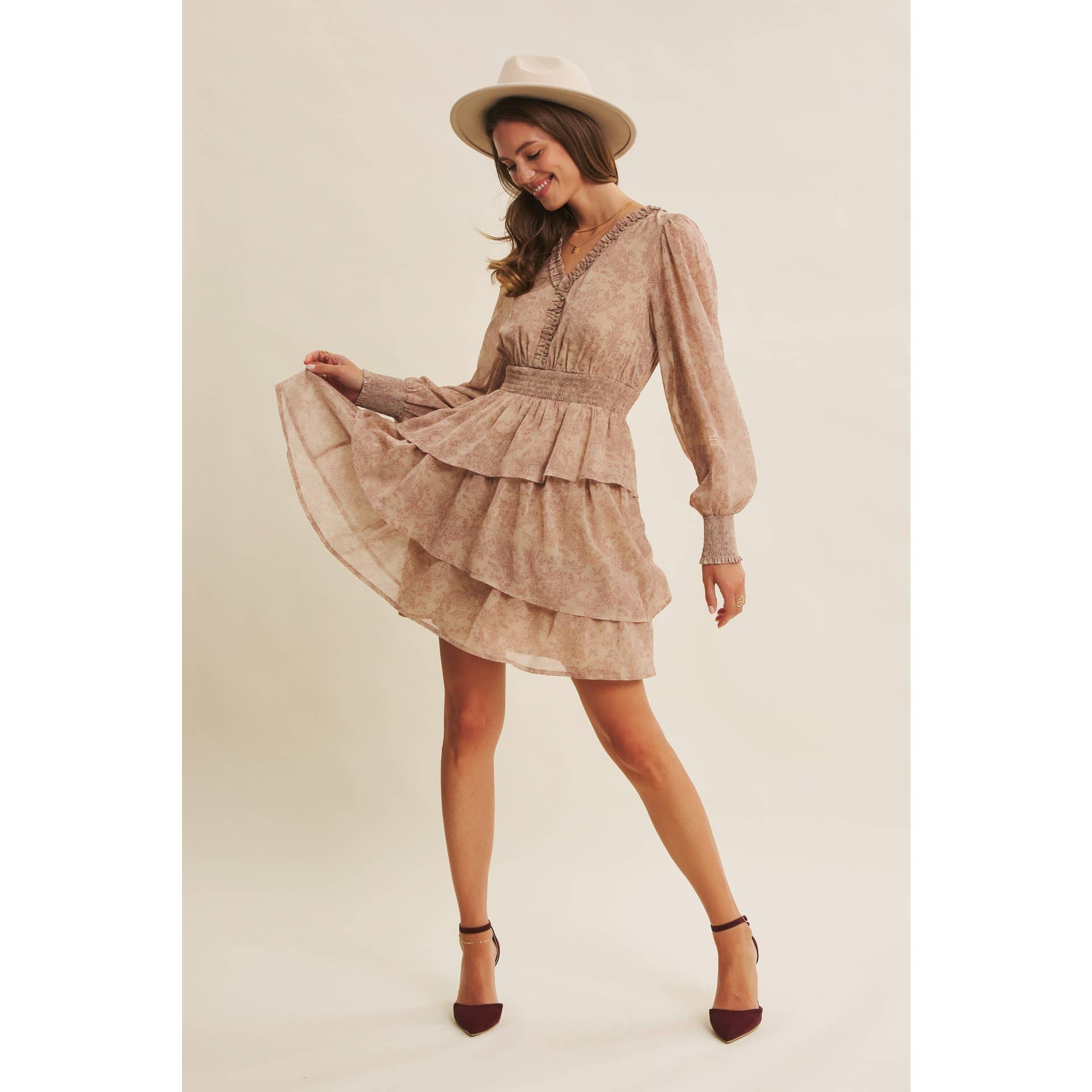 ROMANTIC IN EVERY WAY FLORAL TIERED RUFFLE MINI DRESS