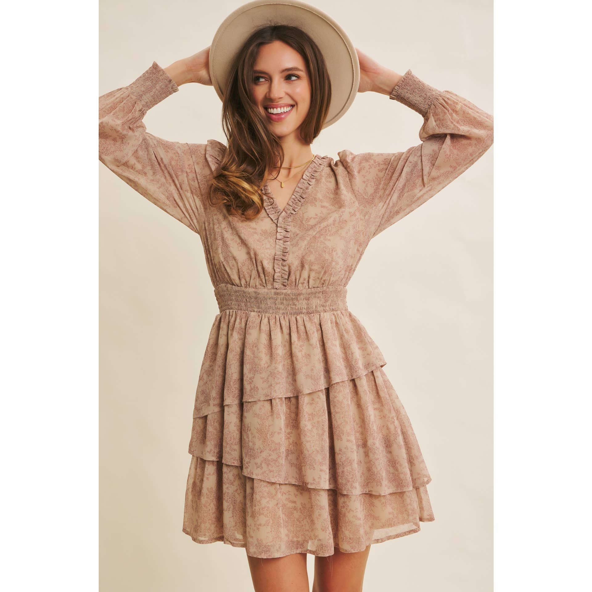 ROMANTIC IN EVERY WAY FLORAL TIERED RUFFLE MINI DRESS