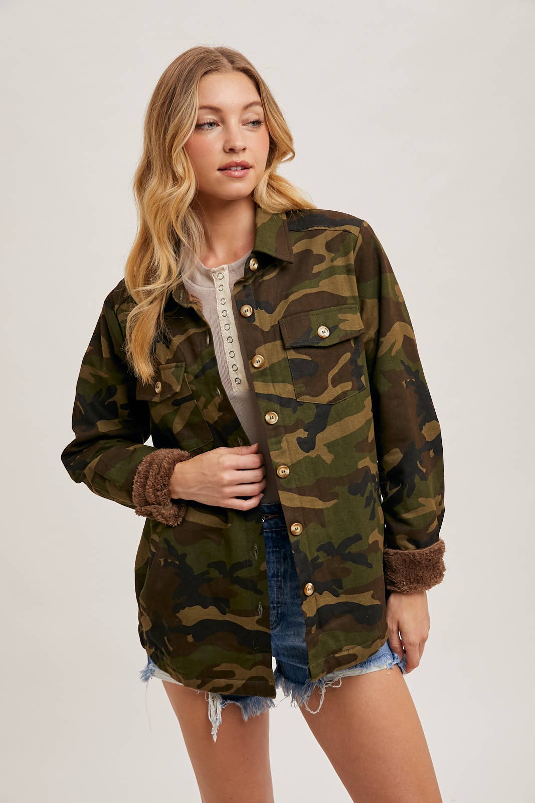 CAMO SHERPA LINED JACKET