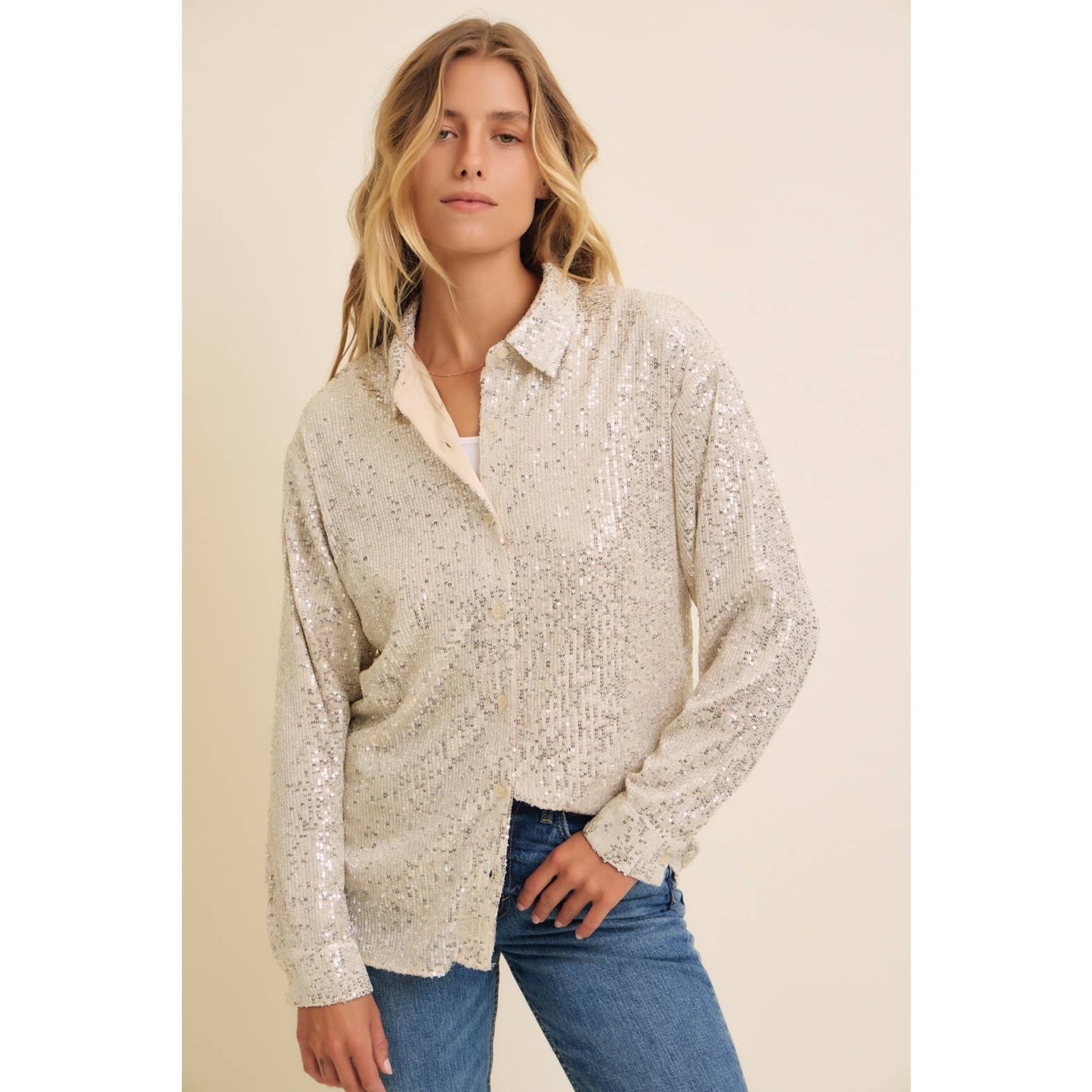SEQUIN BUTTON-DOWN SHIRT