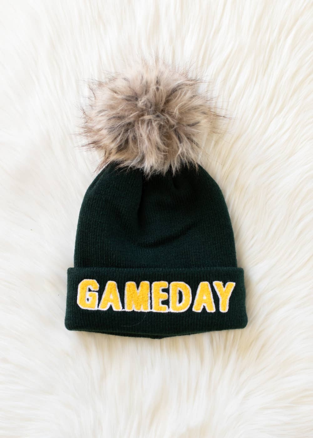 Green & Gold Game Day Pom Hat