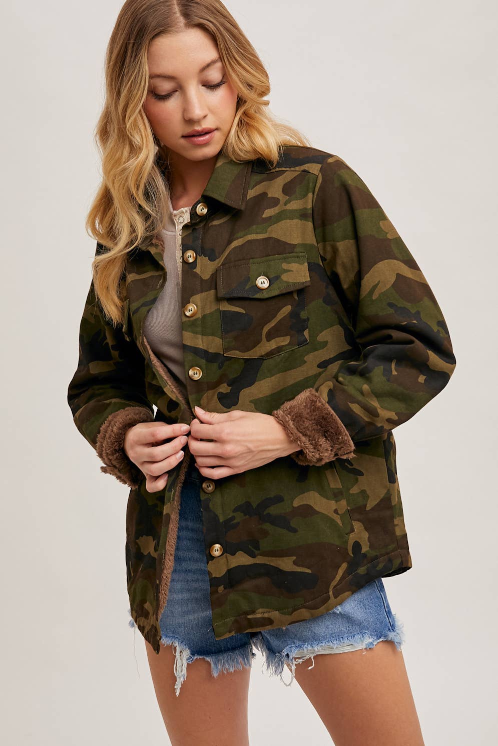 CAMO SHERPA LINED JACKET