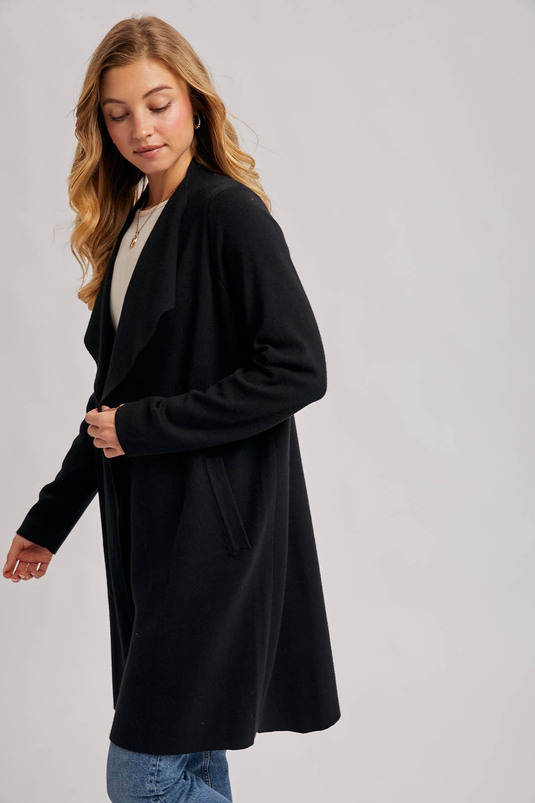 MODERN OPEN FRONT LONGLINE KNIT CARDIGAN