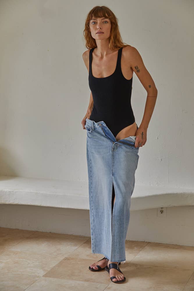 Ribbed Seamless Double Layered Square Bodysuit