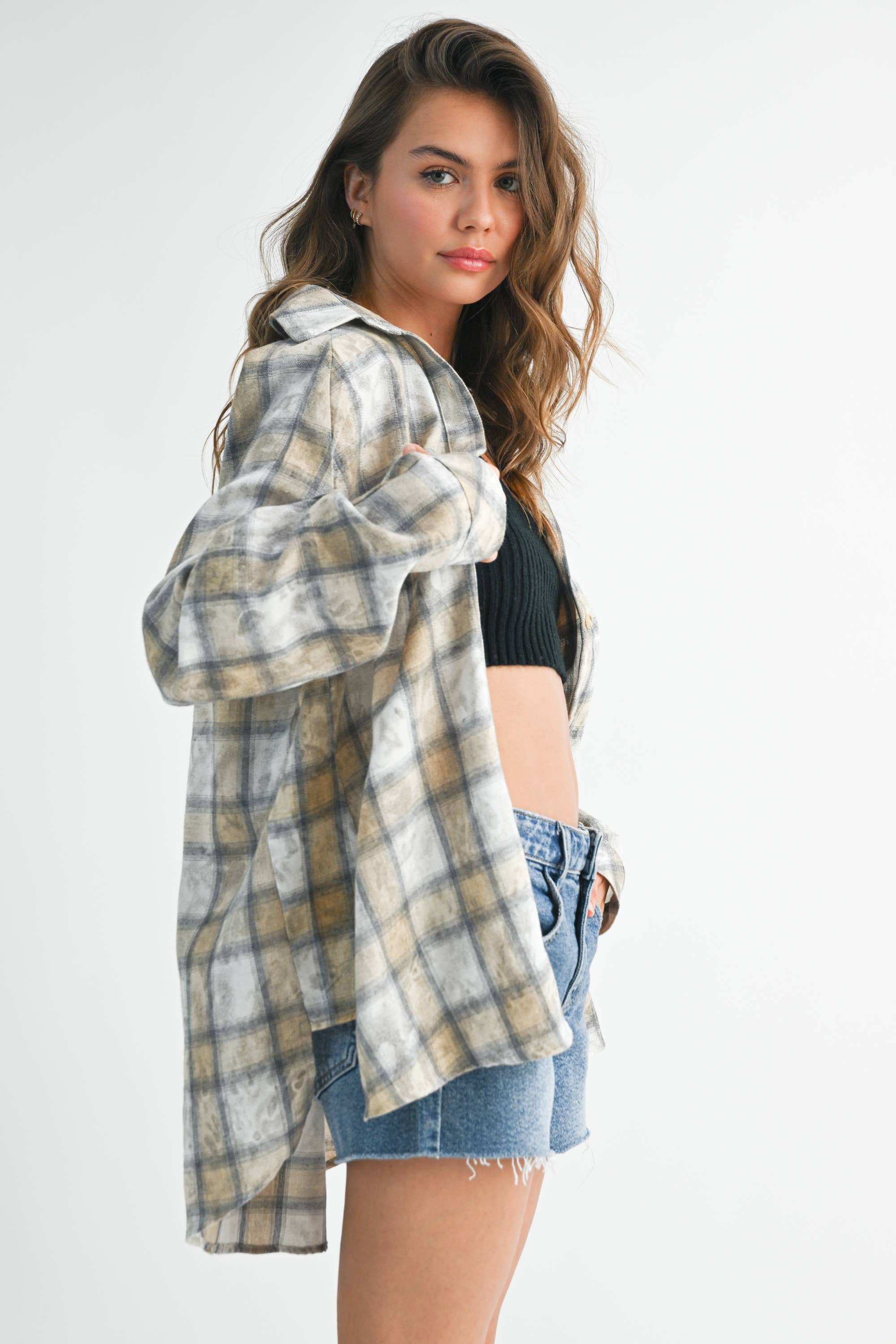 Laura Plaid Washed Flannel shirt