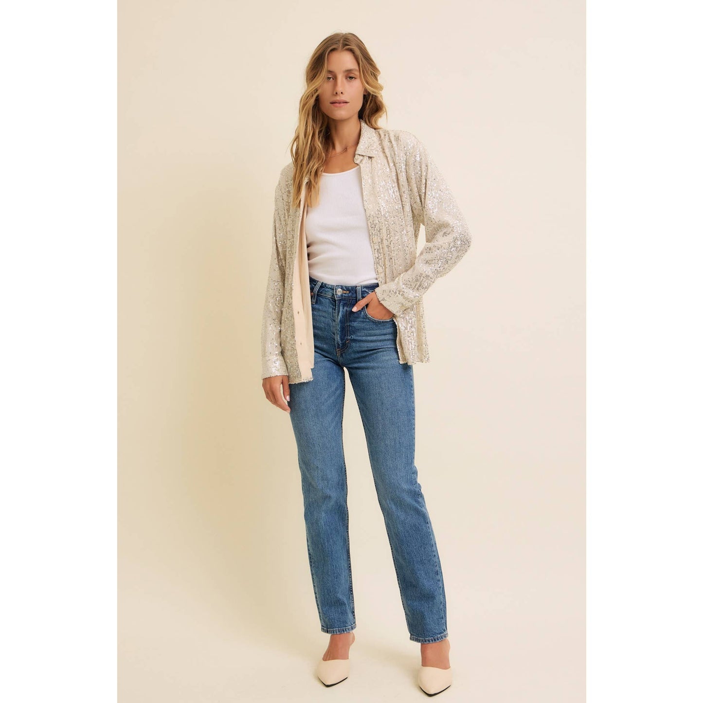 SEQUIN BUTTON-DOWN SHIRT