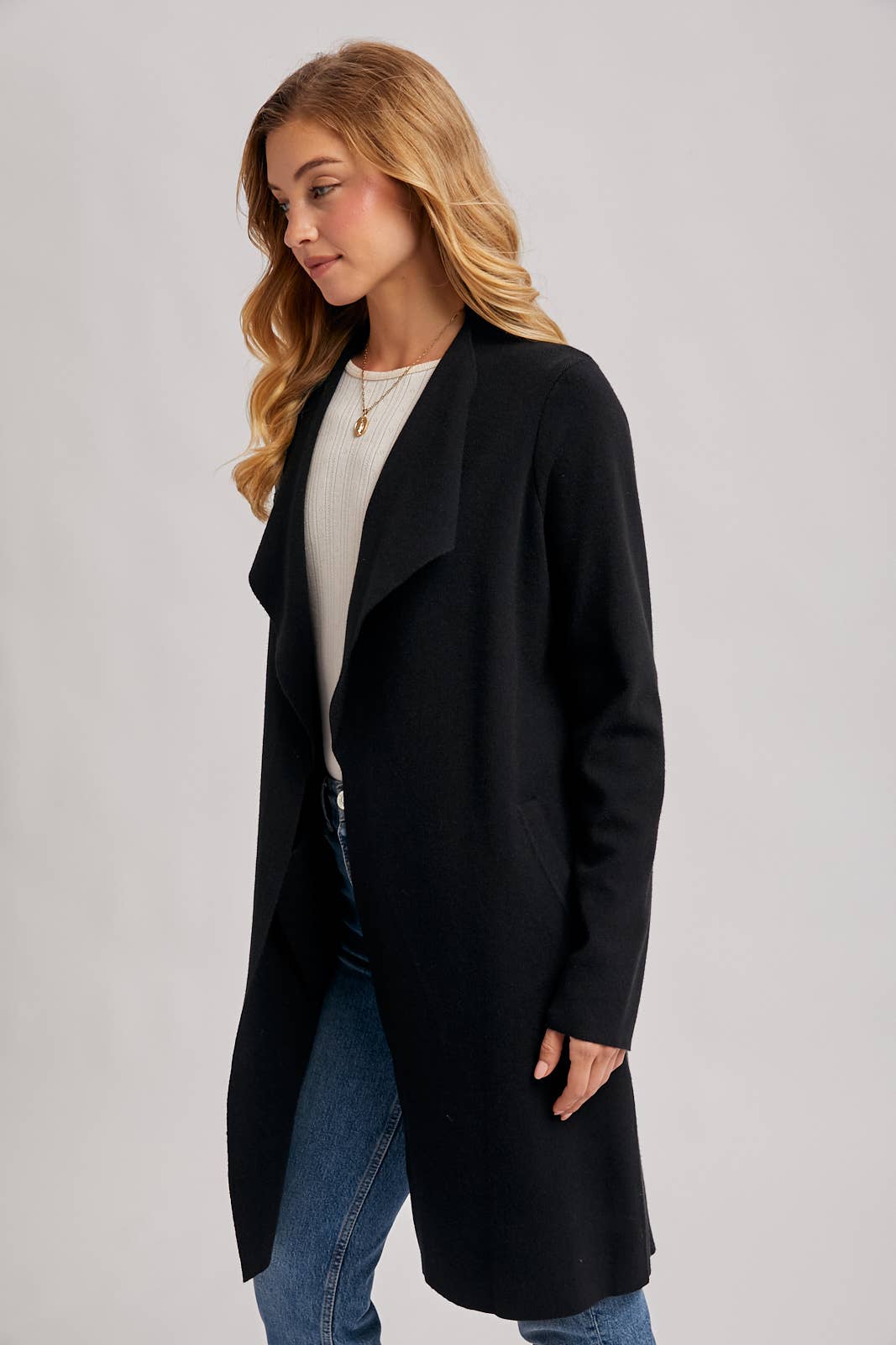 MODERN OPEN FRONT LONGLINE KNIT CARDIGAN