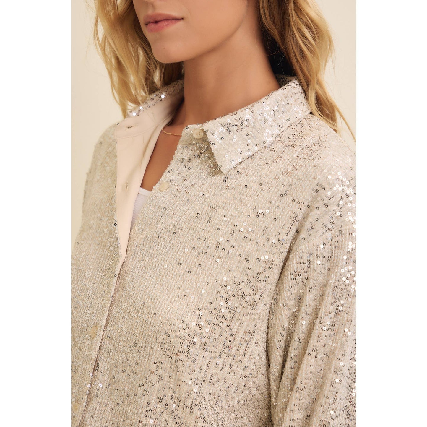 SEQUIN BUTTON-DOWN SHIRT