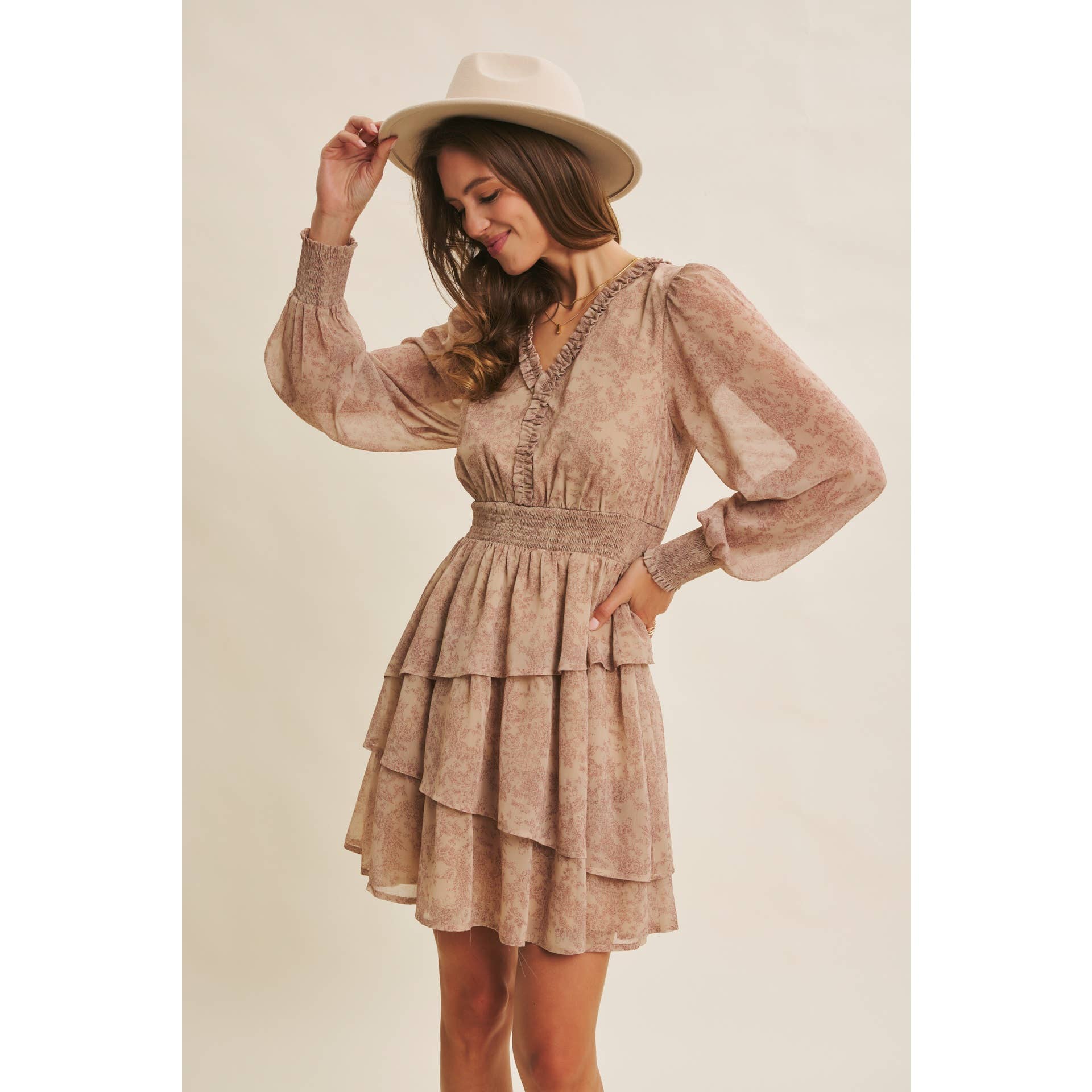 ROMANTIC IN EVERY WAY FLORAL TIERED RUFFLE MINI DRESS