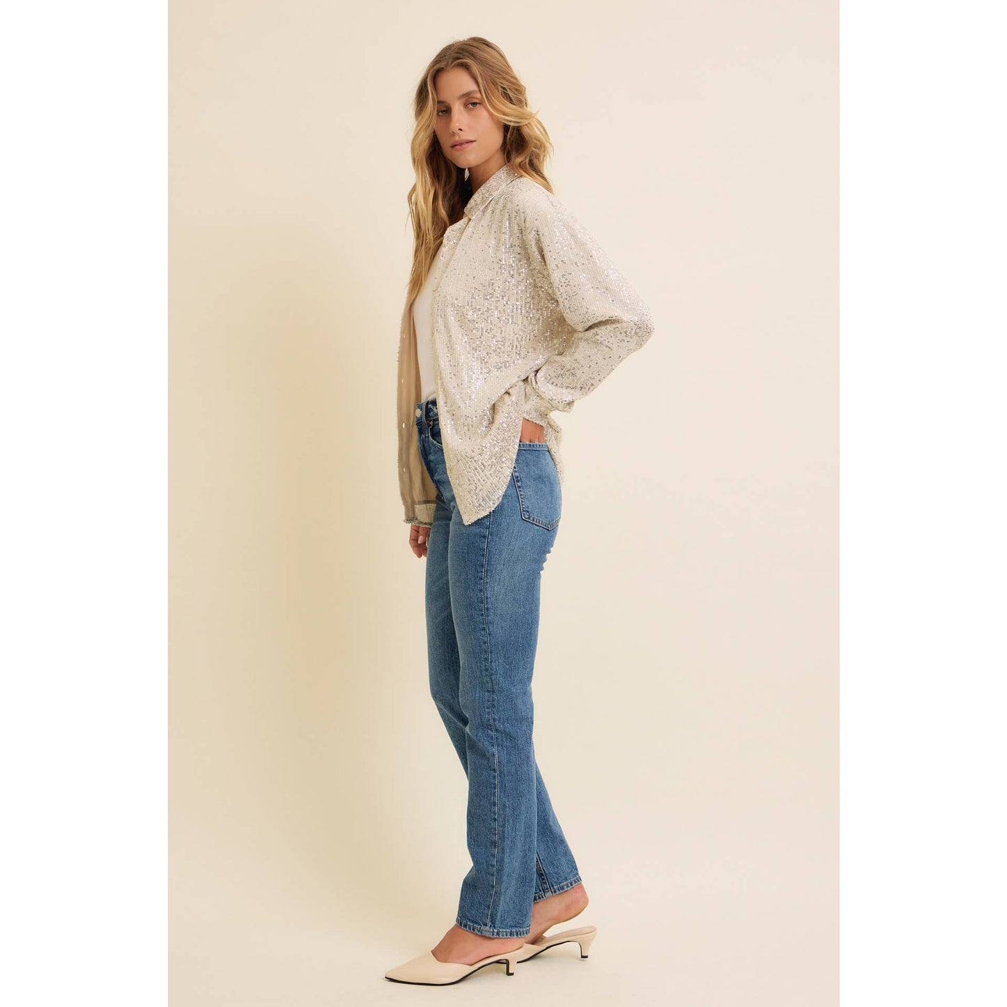 SEQUIN BUTTON-DOWN SHIRT