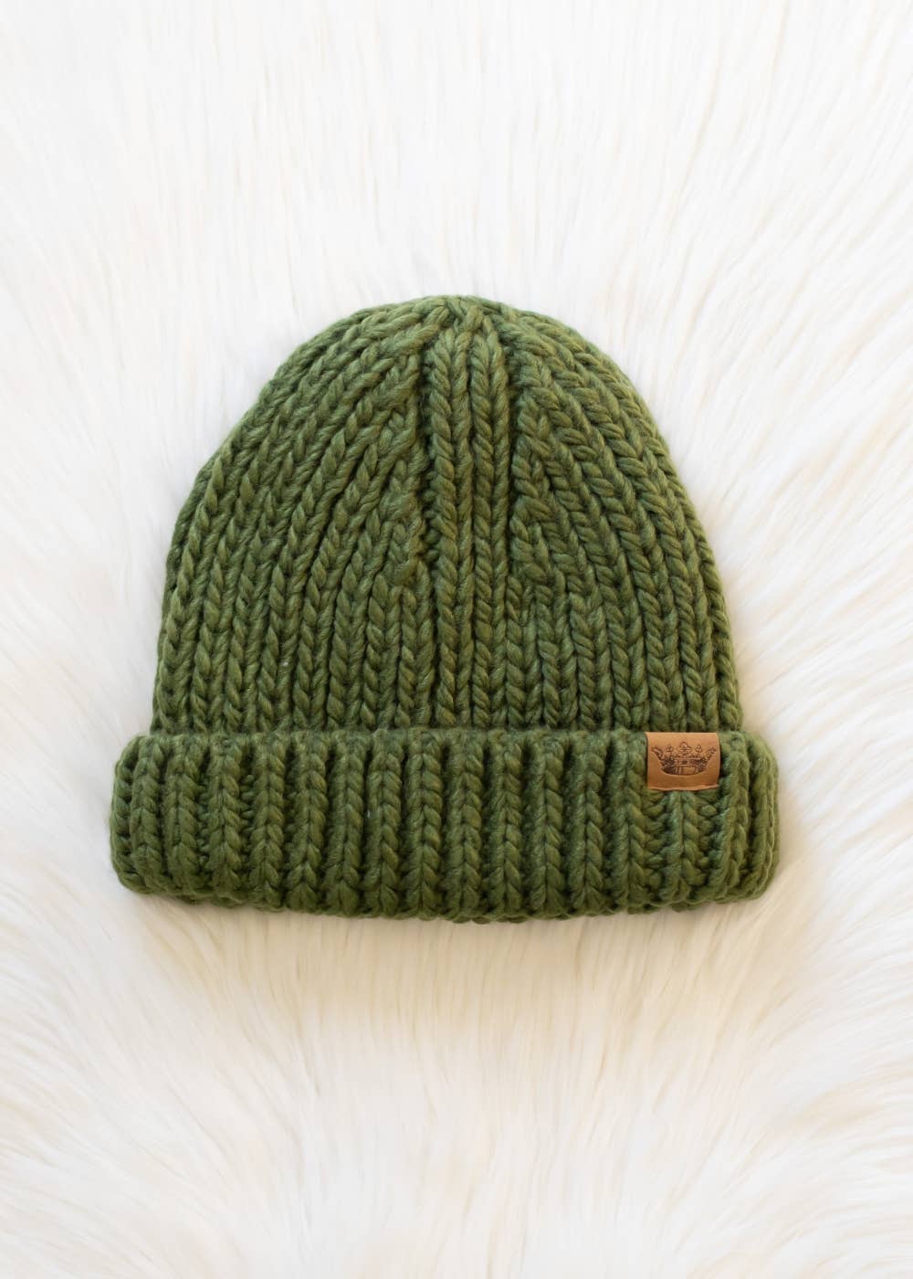 Olive Chunky Knit Beanie