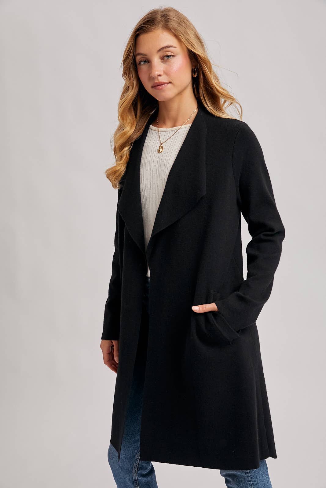MODERN OPEN FRONT LONGLINE KNIT CARDIGAN