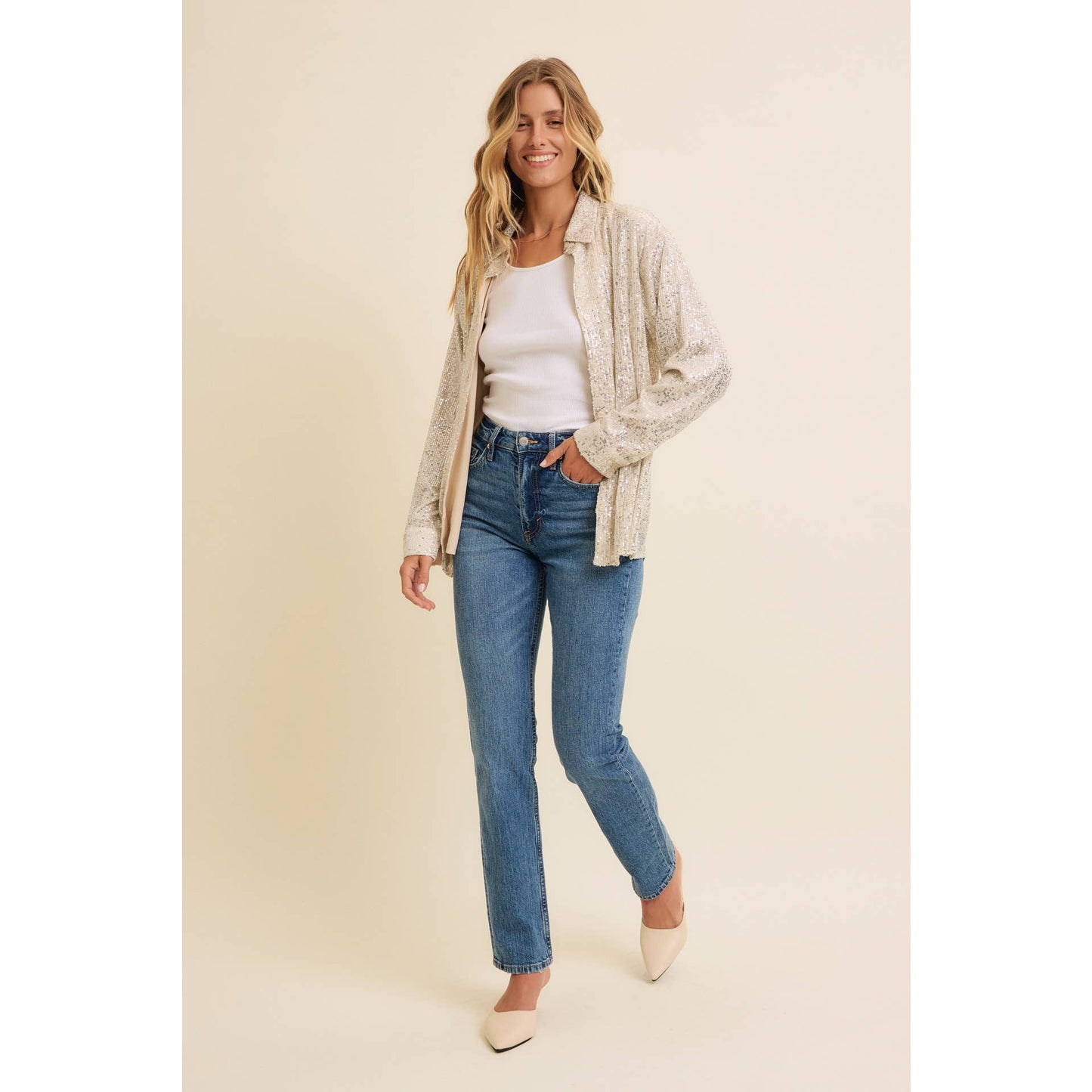 SEQUIN BUTTON-DOWN SHIRT