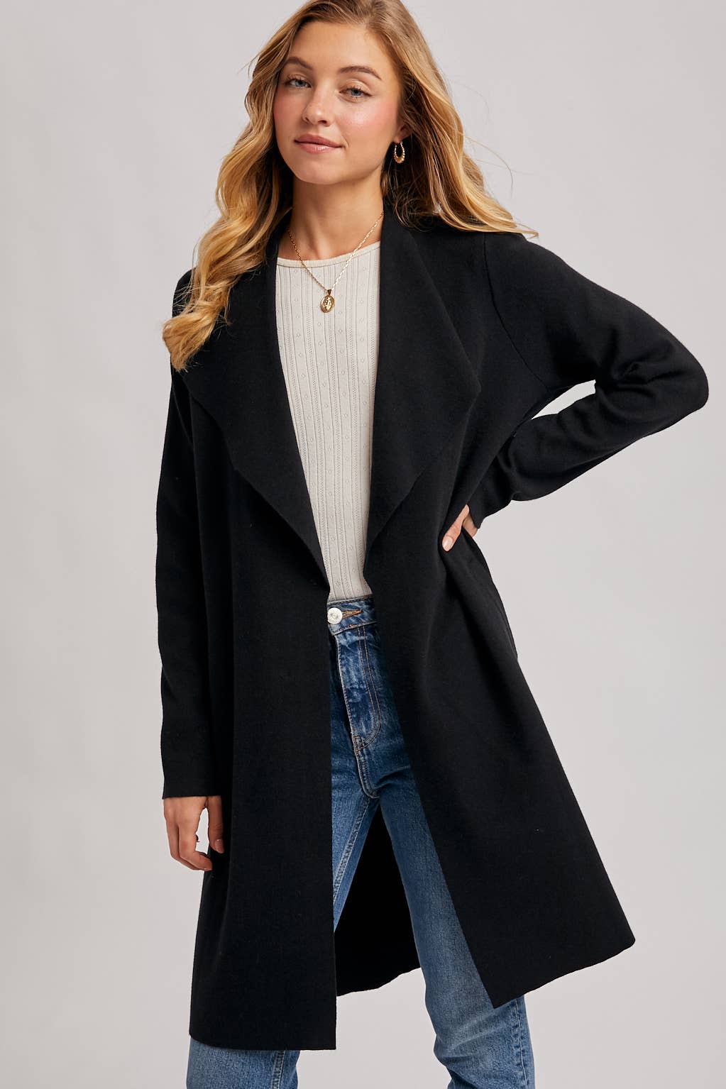 MODERN OPEN FRONT LONGLINE KNIT CARDIGAN