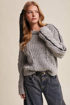 Contrast Stitch Cable Knit Sweater