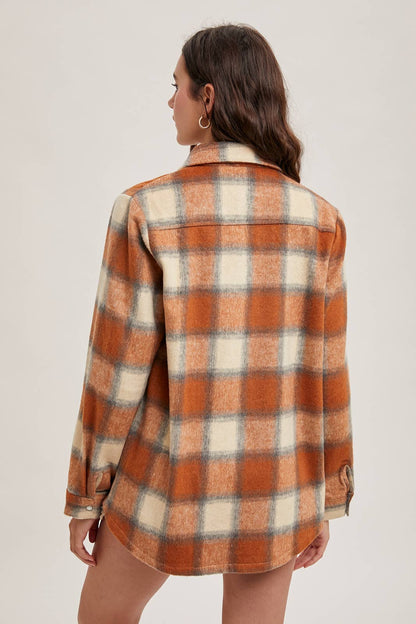 PUMPKIN FLANNEL SHACKET W/ POCKETS