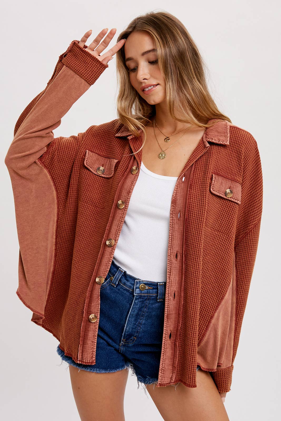 SLOUCHY WAFFLE KNIT JACKET