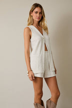V-Neck Sleeveless Tunic Top - Relaxed Longline Tank