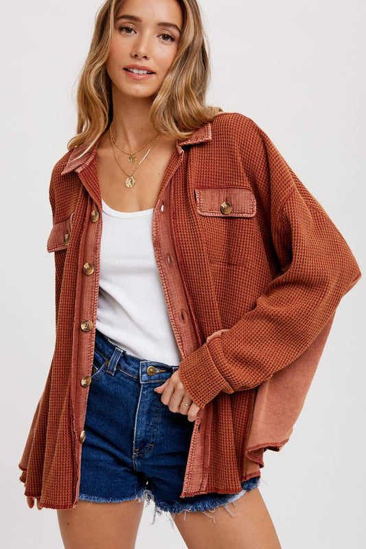 SLOUCHY WAFFLE KNIT JACKET