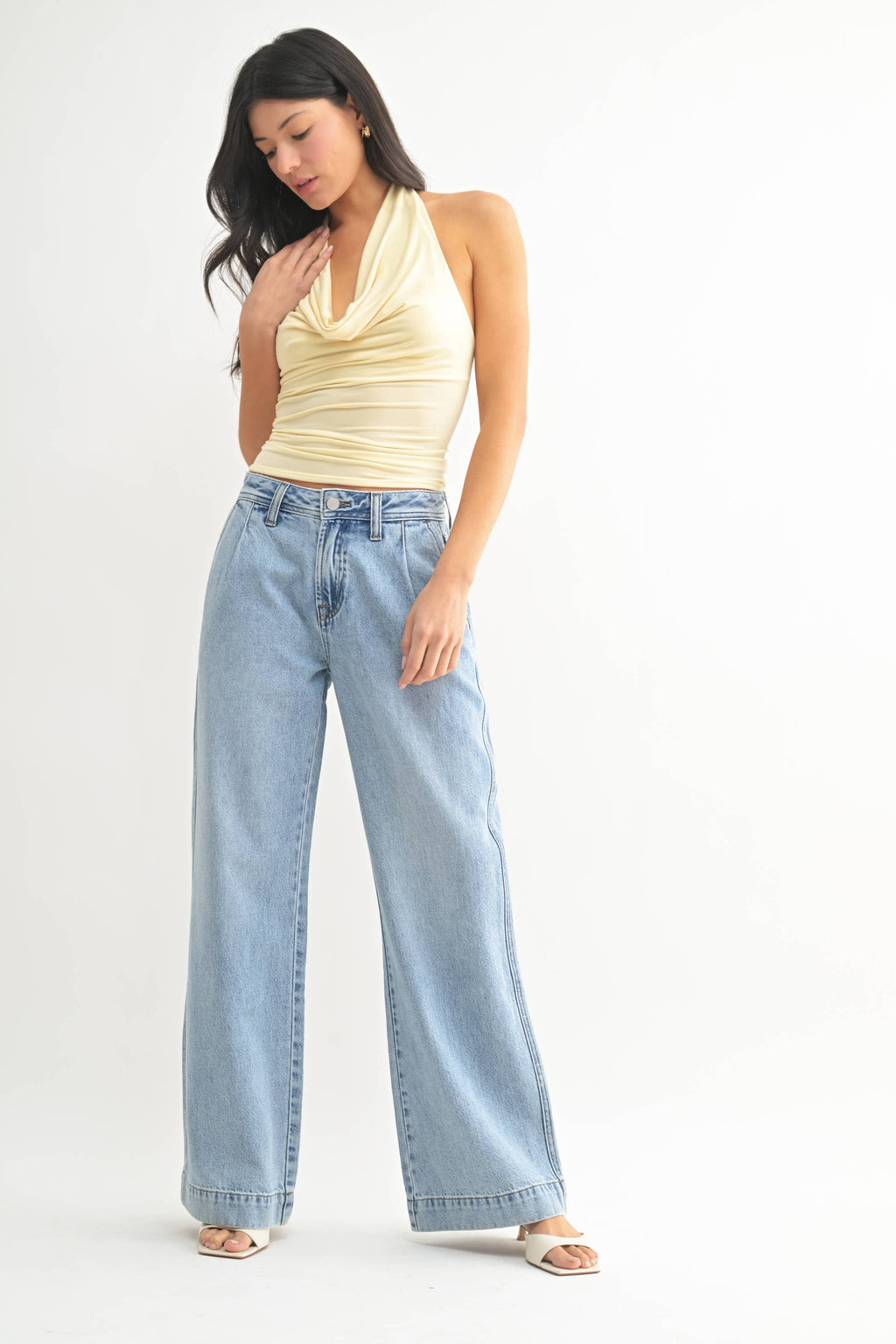 Lightweight Drapey Relaxed Trouser in Light Denim