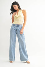 Lightweight Drapey Relaxed Trouser in Light Denim