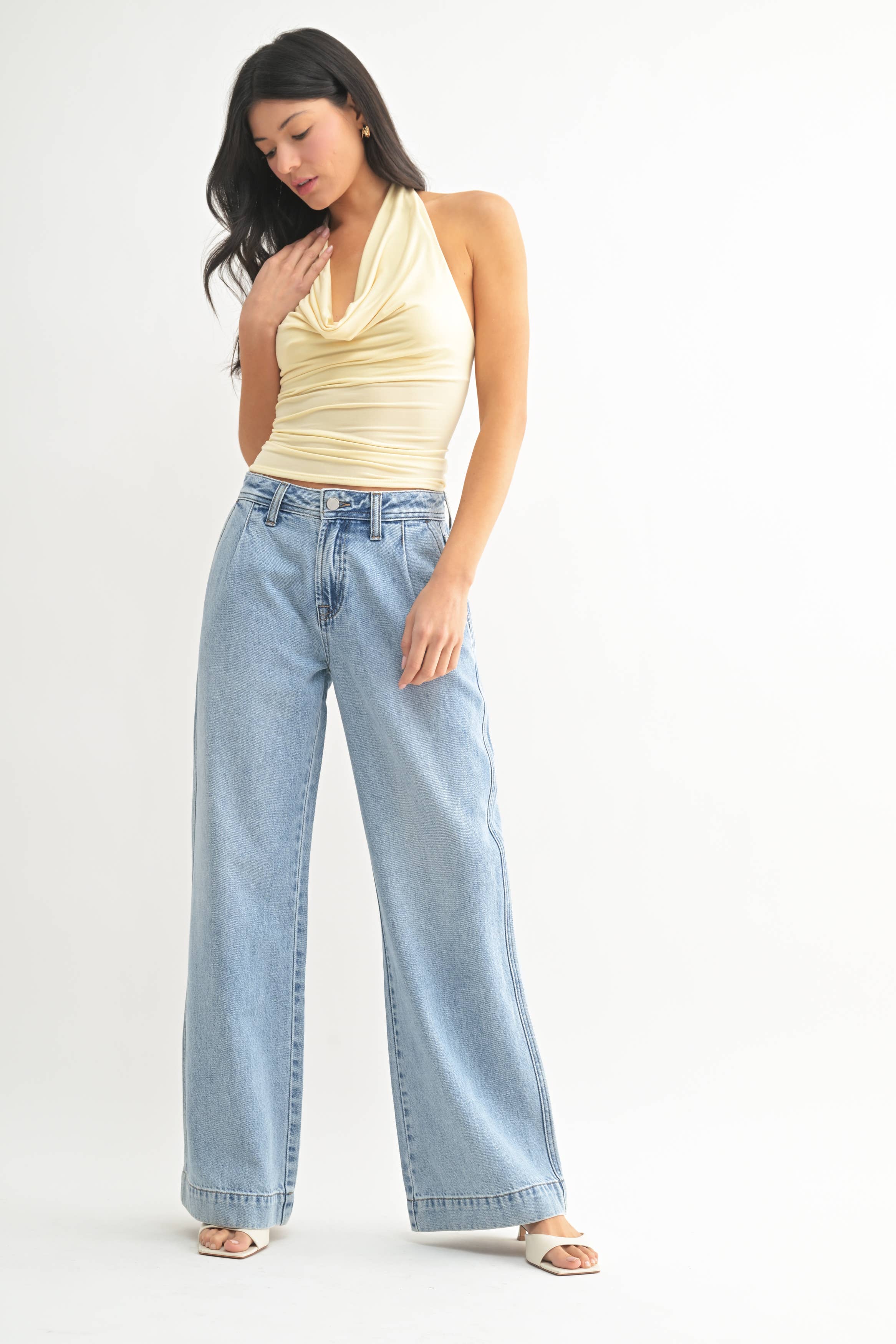 Lightweight Drapey Relaxed Trouser in Light Denim