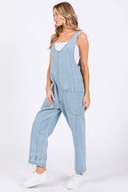 Washed Denim Overall Jumpsuit