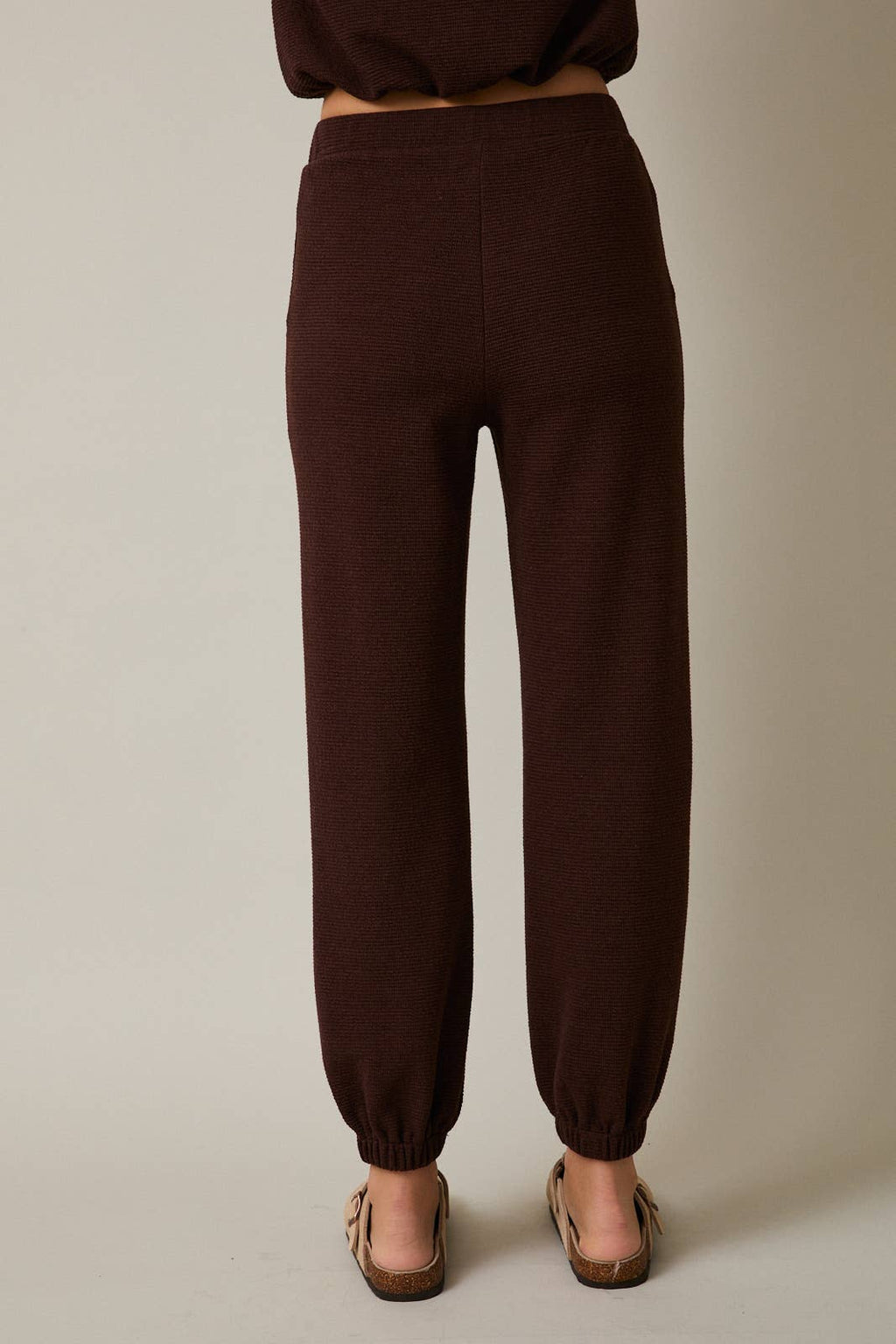 Elastic Waistband Jogger Pants - Tapered Athleisure Pants