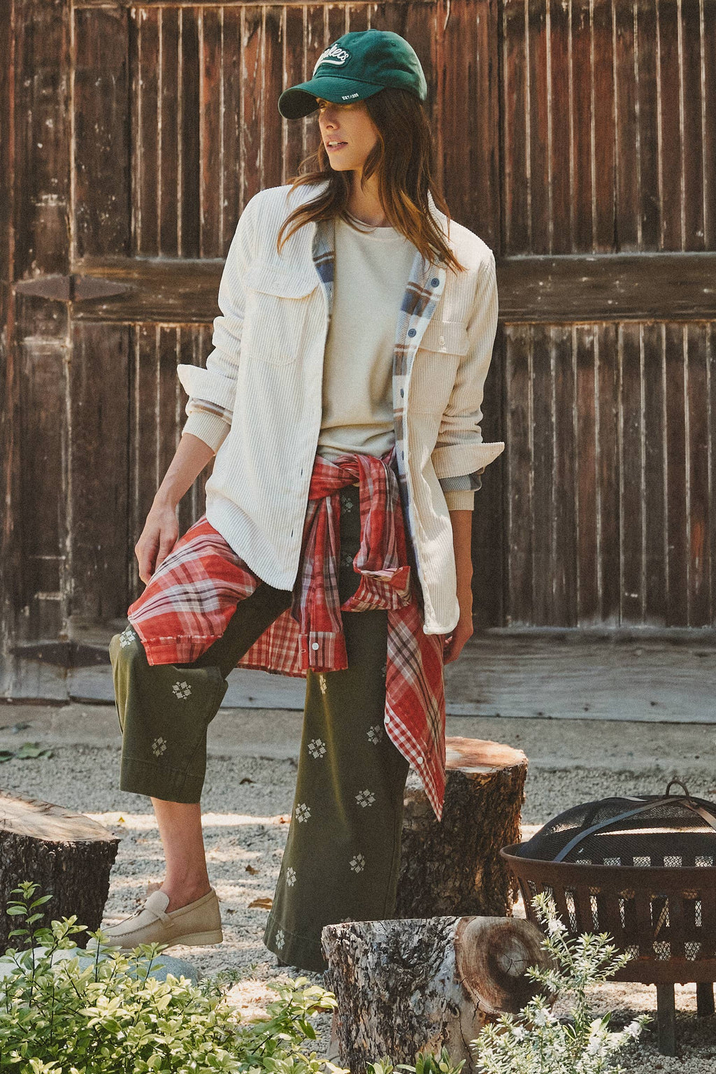Plaid Lined Corduroy Shacket