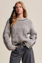 Contrast Stitch Cable Knit Sweater