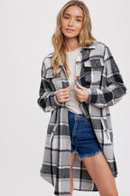FLANNEL PLAID LONGLINE SHACKET