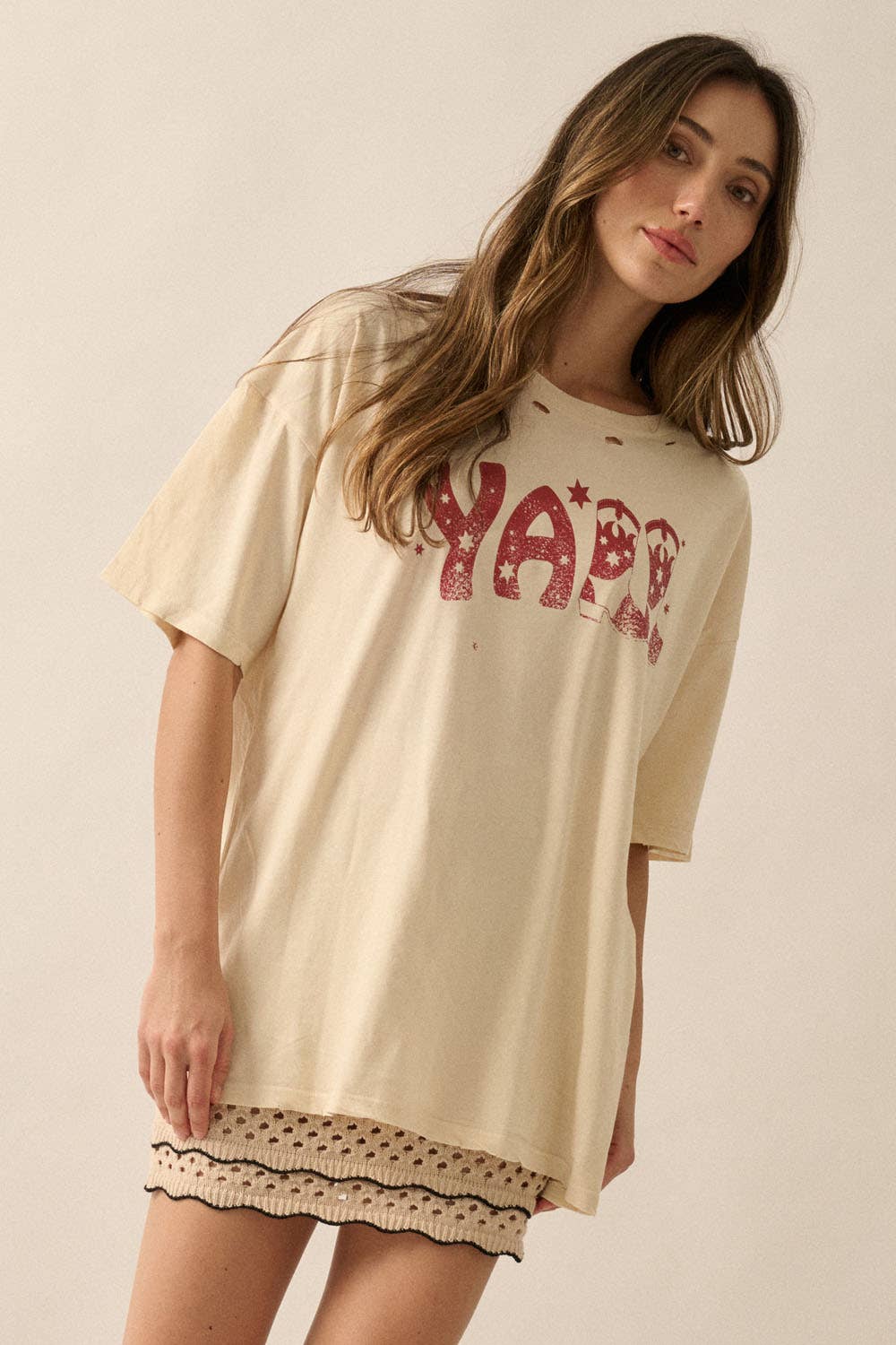 Y'all Cowboy Distressed Vintage-Wash Western Graphic Tee