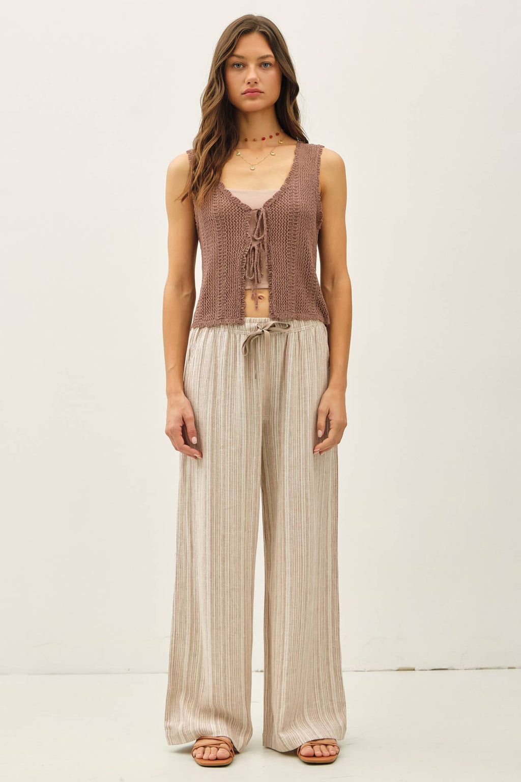 Striped Linen Wide Leg Pants – 29" Inseam - multiple colors available