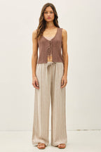 Striped Linen Wide Leg Pants – 29" Inseam - multiple colors available