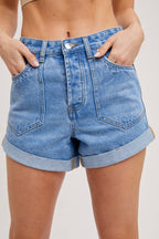 WESTERN POCKET DENIM SHORTS