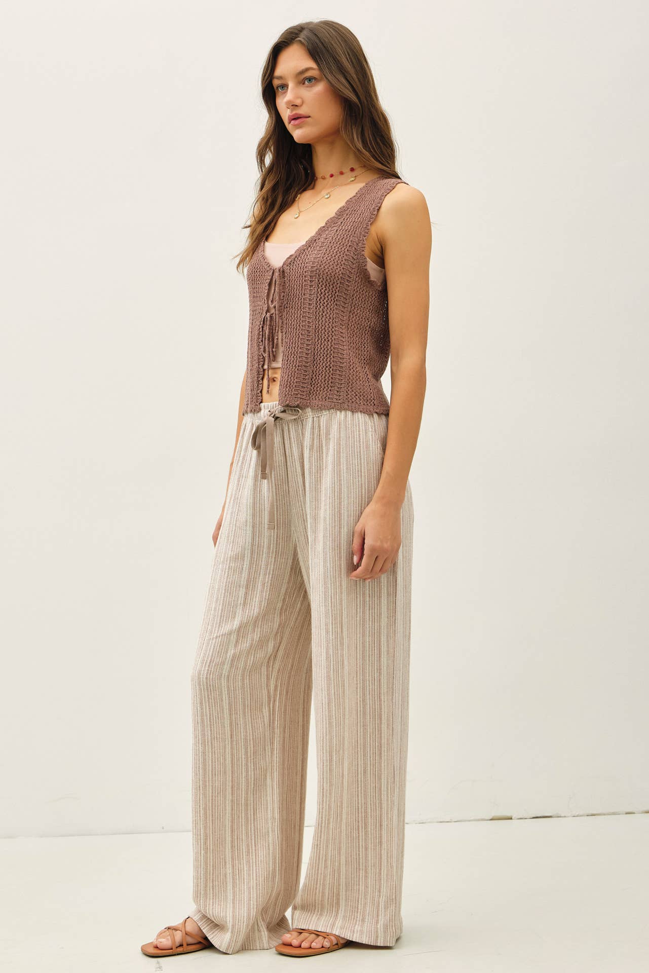 Striped Linen Wide Leg Pants – 29" Inseam - multiple colors available