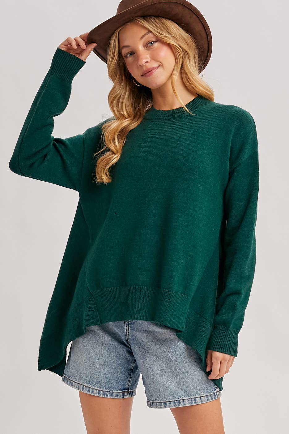 MOCK NECK TRAPEZE KNIT SWEATER