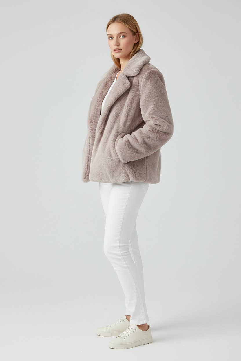 Dusty Pink Faux Fur Jacket