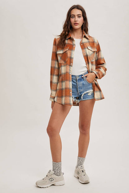 PUMPKIN FLANNEL SHACKET W/ POCKETS