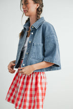 Button Front Cropped Shirt