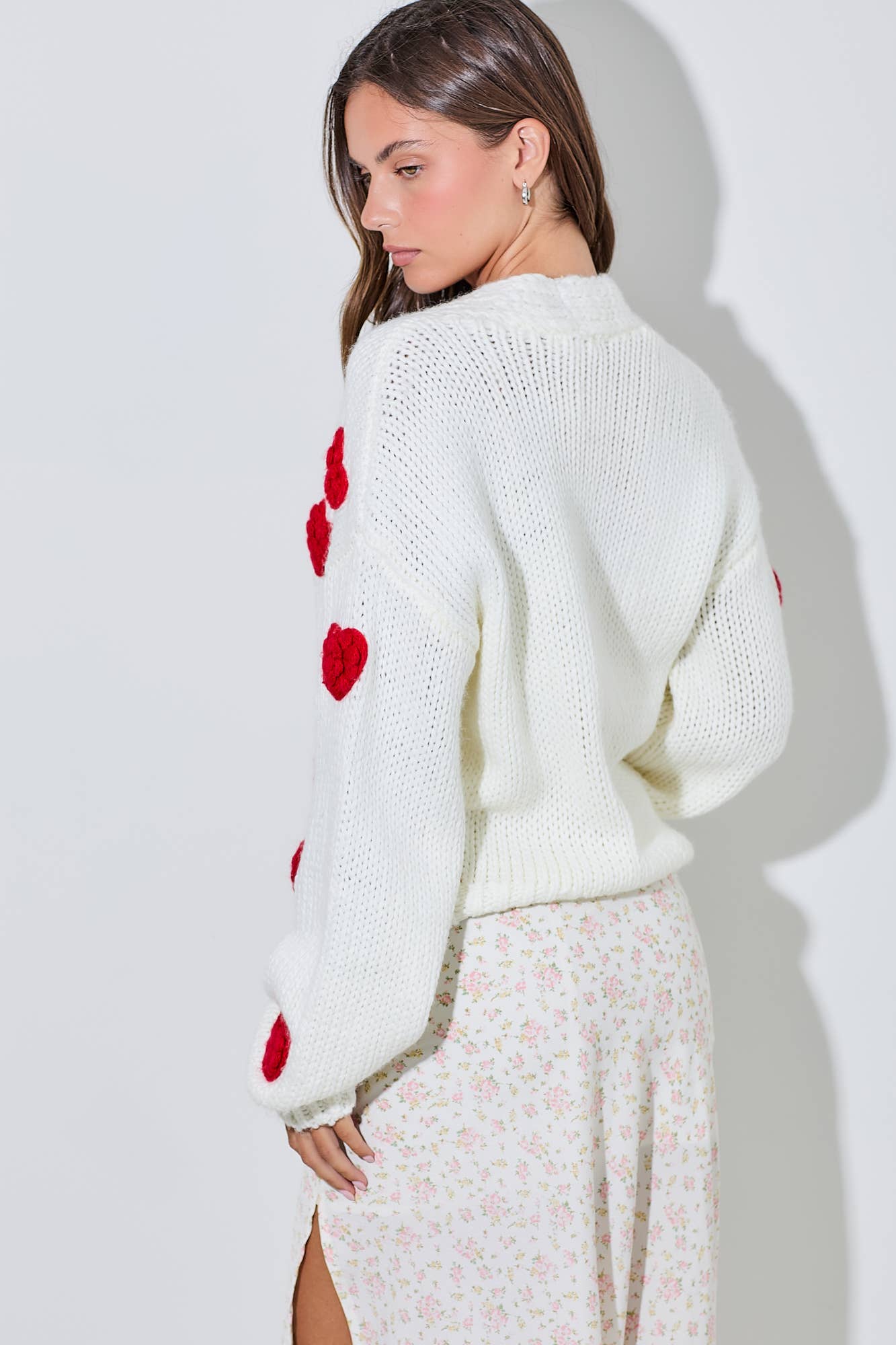 KNITTED CARDIGAN WITH BUBBLE HEART DETAIL