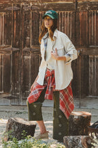 Plaid Lined Corduroy Shacket