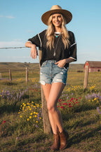 Polka Dot Contrast Trim Top