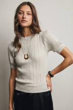 Textured Knit Puff Sleeve Top