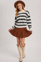 INNER TANK TOP FUZZY STRIPED KNIT SWEATER